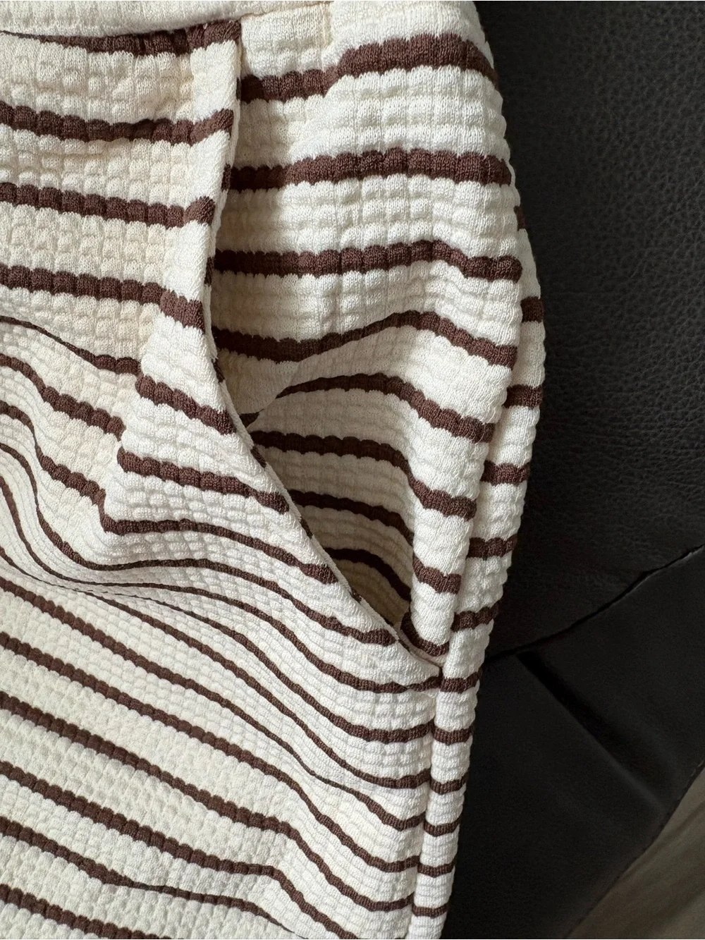 ❤️ NEW Striped Knit Lounge Shorts in Cream & Brown